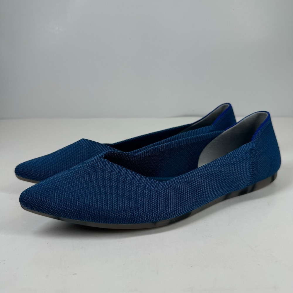 Rothy's The Point Women's US 7.5 Deep Ocean Blue Knit Pointed-Toe Flats Retired